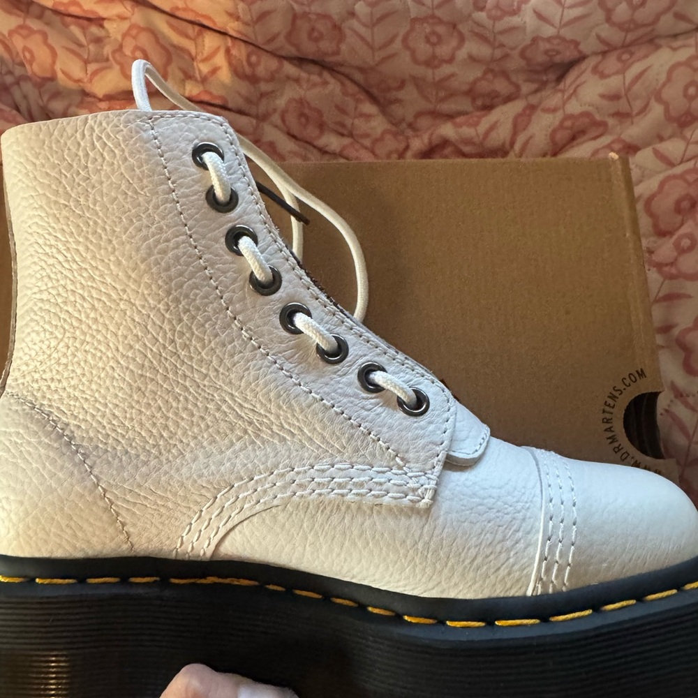 Dr. Martens White Leather Combat Boots